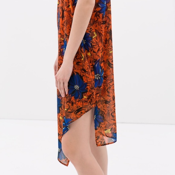 ZARA collection orange/blue floral dress medium - Picture 5 of 7